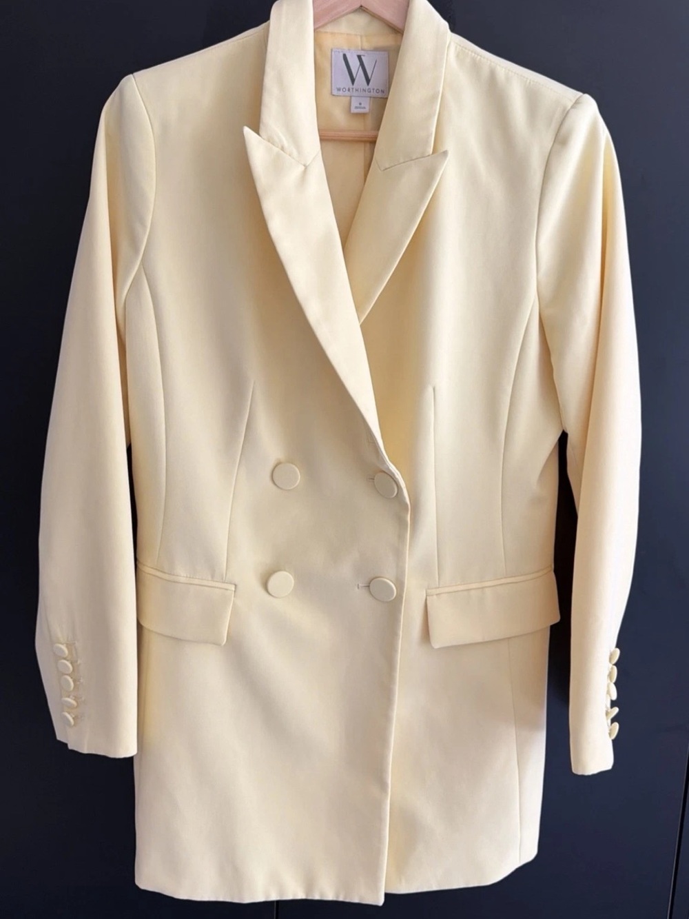 Worthington Yellow Double-Breasted Blazer